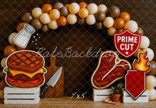 Kate Cake Smash BBQ Burger Steak Balloon Printed Backdrop Designed by Patty Roberts