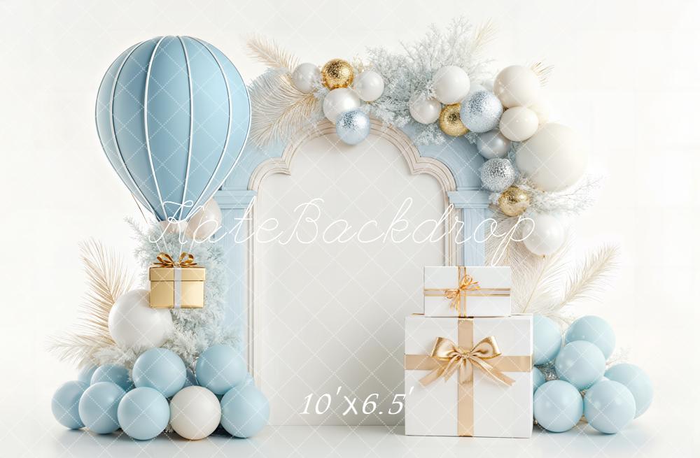 Kate Cake Smash Blue Balloon Gift Arch Present Ornaments Backdrop Designed by Chain Photography