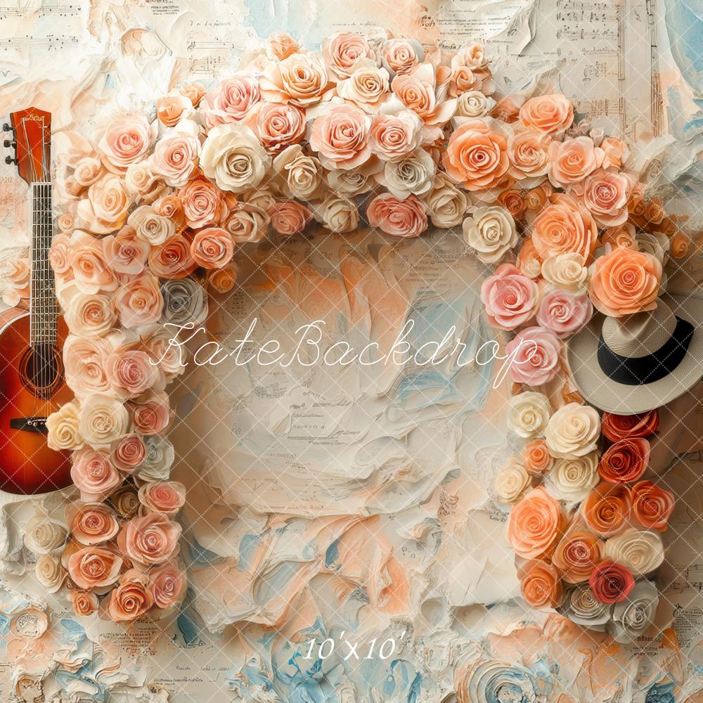 Kate Music Flower Arch Guitar Vintage Wall Backdrop Designed by Mini MakeBelieve
