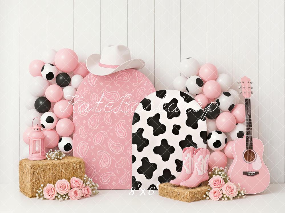 Kate Cake Smash Cowgirl Pink Western Backdrop Designed by Ashley Paul