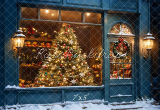 Christmas Tree Shop Window Night Foto Achtergrond Designed by Emetselch