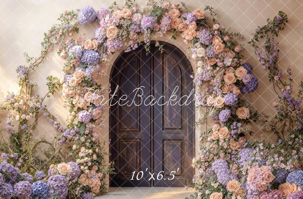 Kate Spring Flower Arch Pastel Roses and Hydrangeas Door Backdrop Designed by Emetselch