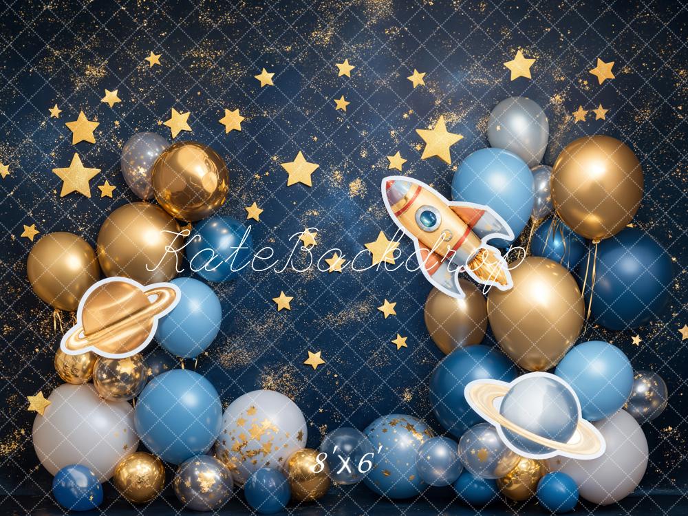 Kate Cake Smash Space Rocket Balloon Backdrop Designed by Emetselch
