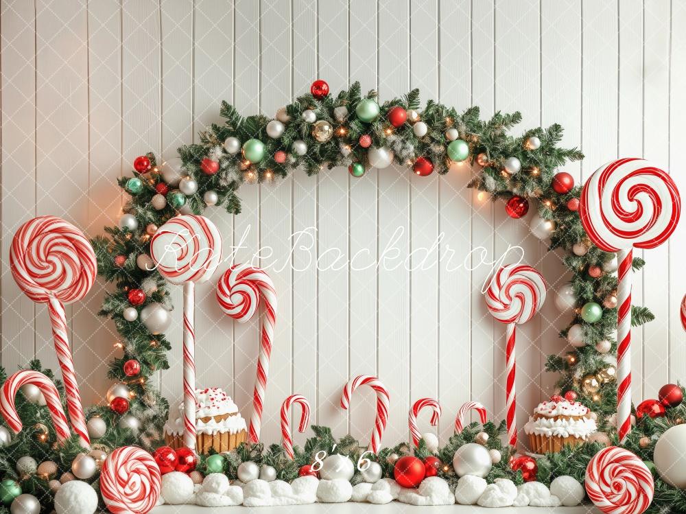Kate Christmas Candy Cane Arch Lollipop Backdrop Designed by Patty Roberts