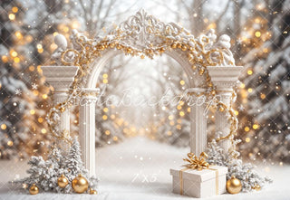 Fondo Retro Arco Invernal de Navidad Nevado Diseñado por Emetselch