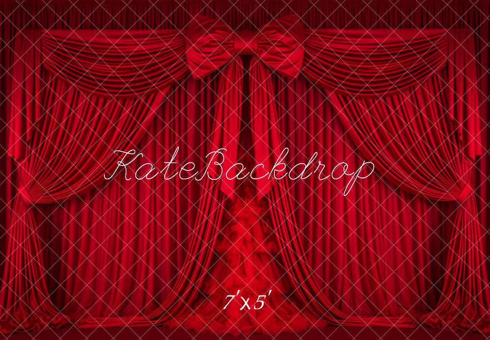 Kate Red Curtain Bow Stage Backdrop Designed by Patty Roberts