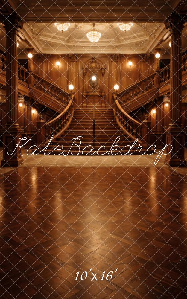Kate Sweep Cascading Stairs Grand Chandelier Ballroom Printed Backdrop Designed by Vertigo Productions