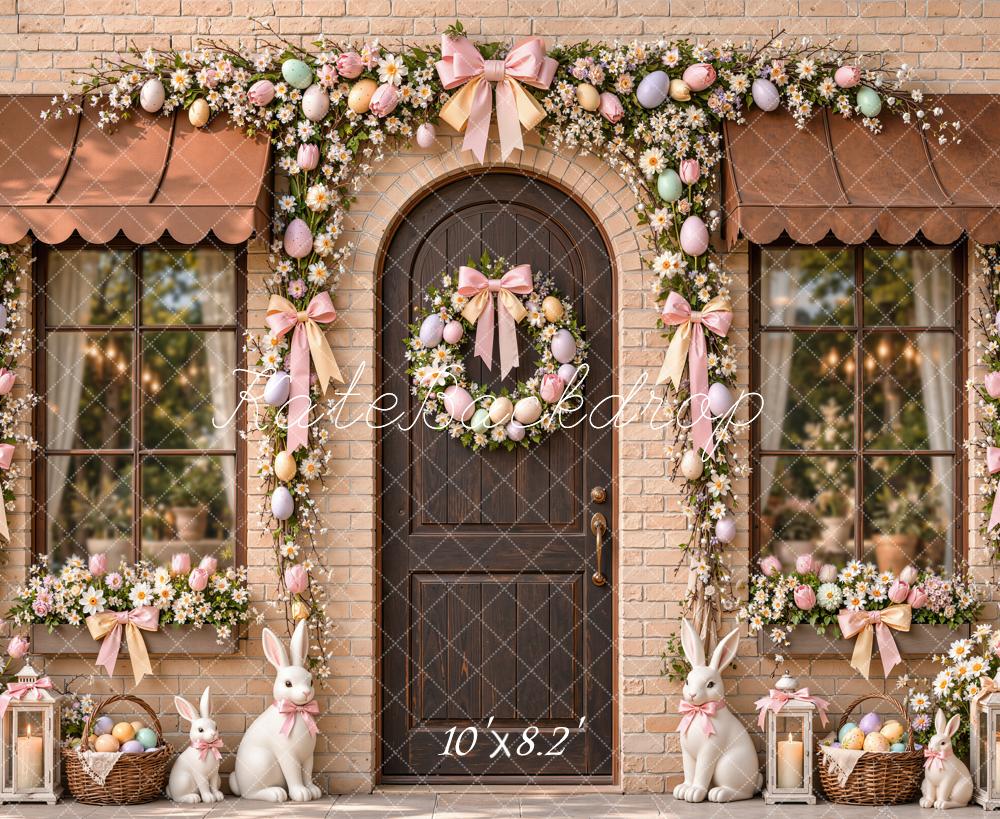 Kate Easter Floral Egg Arch Doorway Brick Wall Printed Backdrop Designed by Emetselch