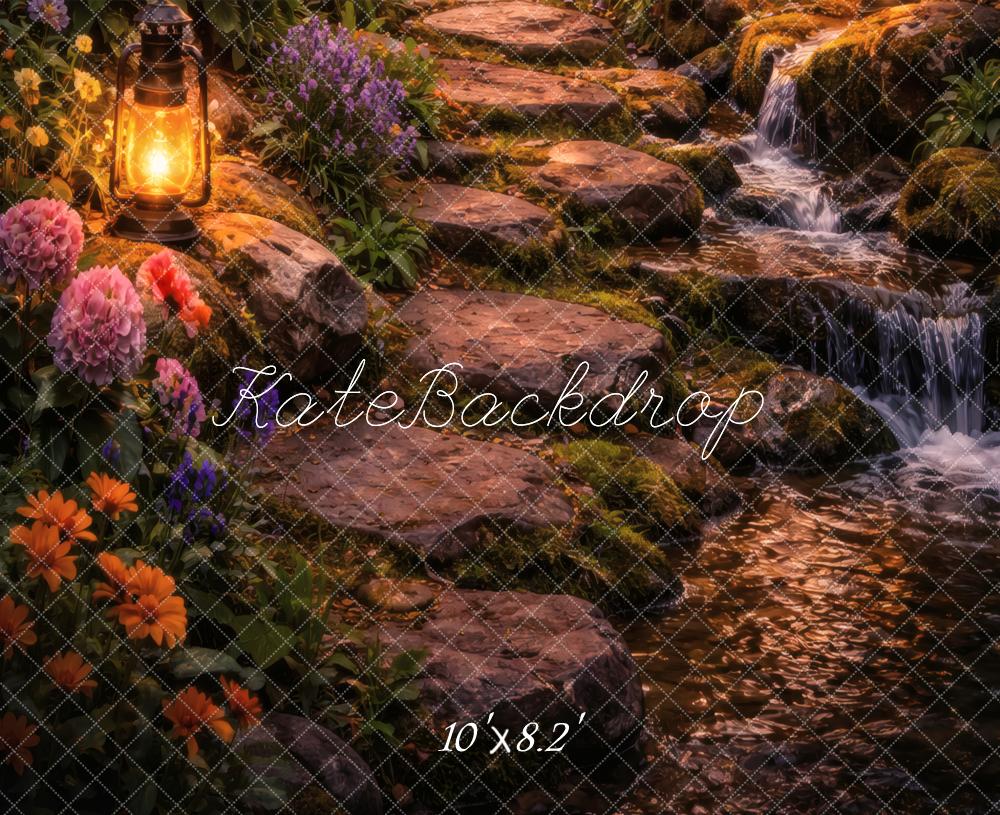 Kate Fairy Stone Path Lantern Flowers Stream Floor Backdrop Designed by Vertigo Productions