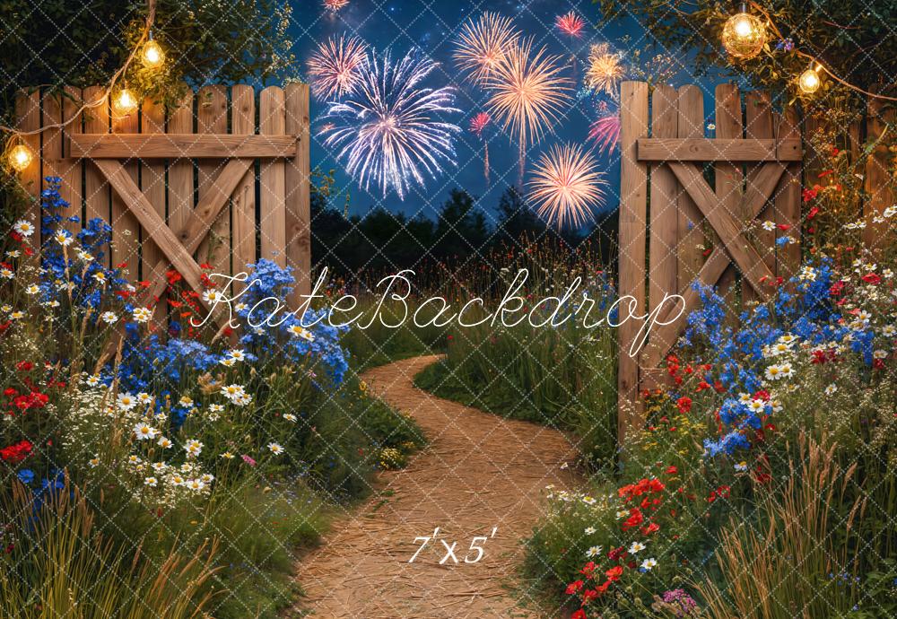 Firecracker Gate Kate Independence Day Garden Fireworks Gate Backdrop Designed by Emets
