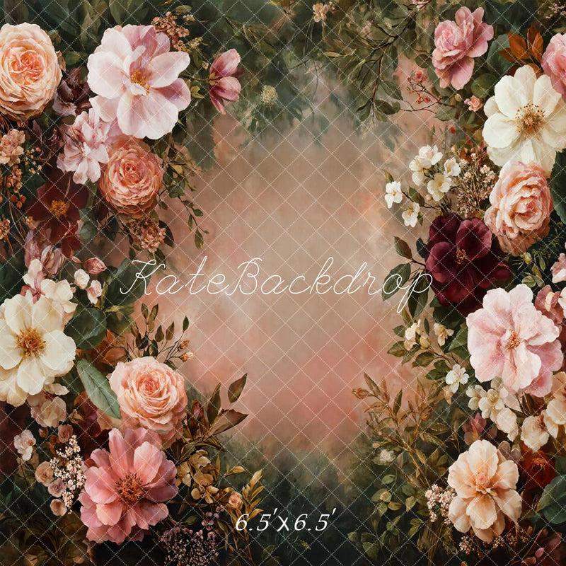 Kate Blush Pink Floral Frame Backdrop Designed by GQ