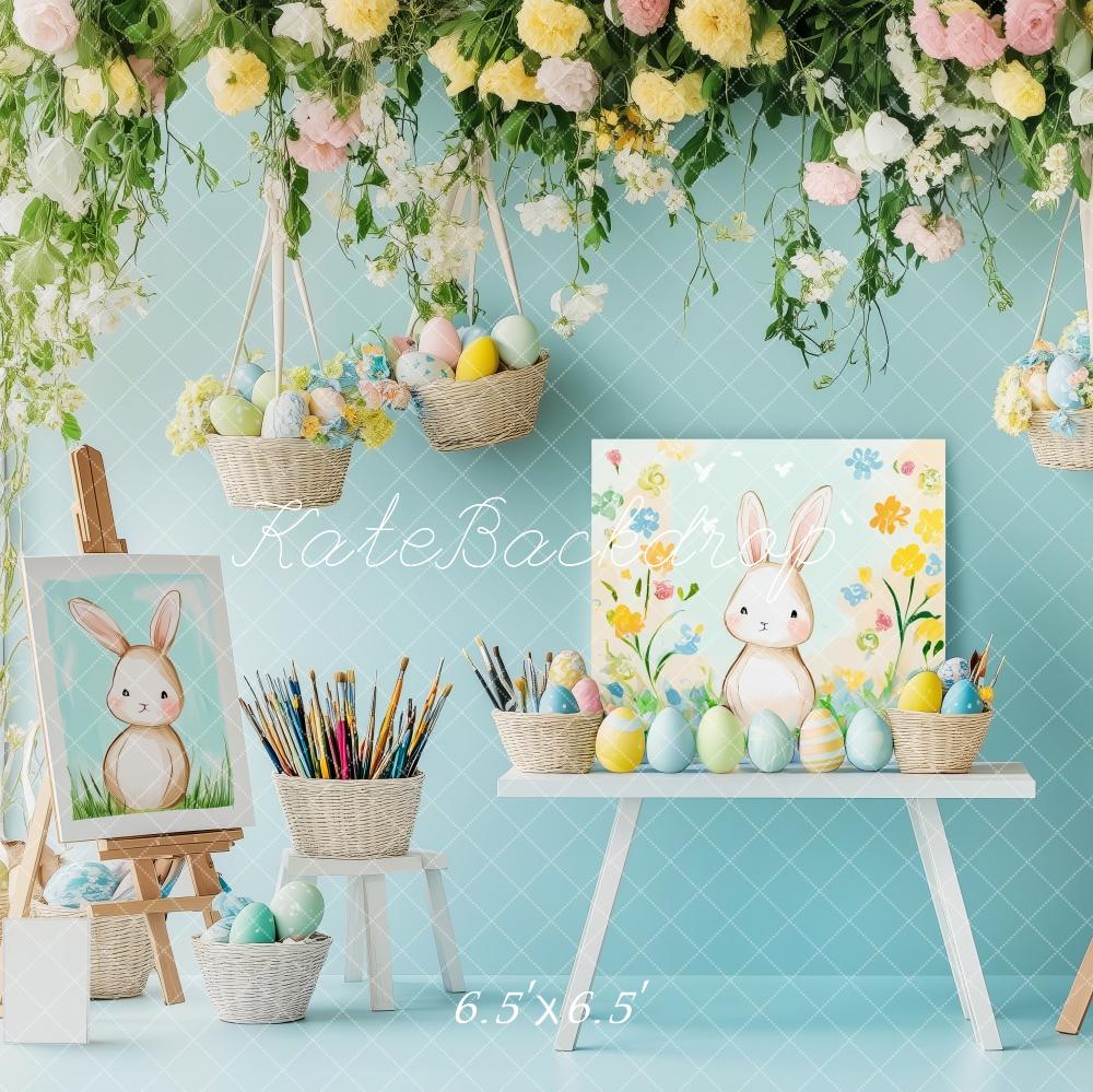 Kate Easter Painting Workshop Bunny Floral Backdrop Designed by Patty Roberts