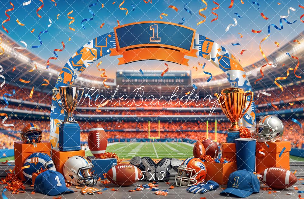 Kate Sports Football Stadium Arch Trophies Helmets Printed Backdrop Designed by Chain Photography