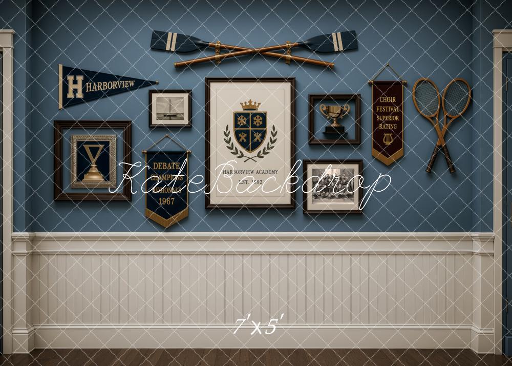 Kate Sports University Blue Wall Academic Harborview Printed Backdrop Designed by Ashley Ward