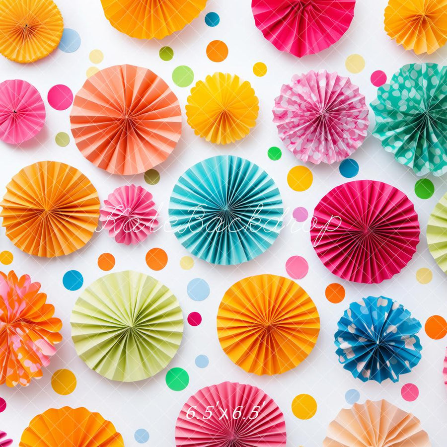 Colorful Paper Fans Party Backdrop