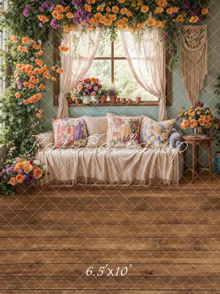 Spring Floral Window Sofa Foto Achtergrond Designed by Emetselch