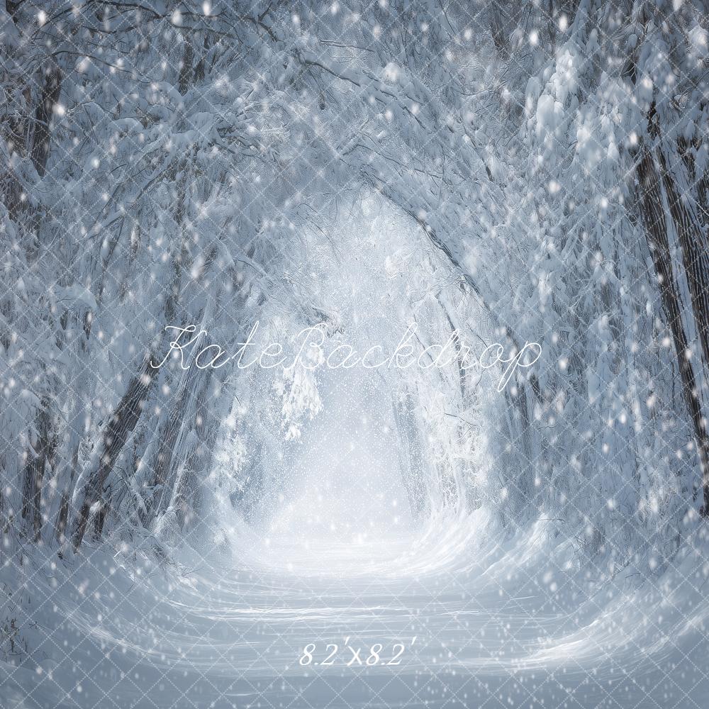 Kate Winter Snowy Forest Arch Printed Backdrop Designed by Angela Miller