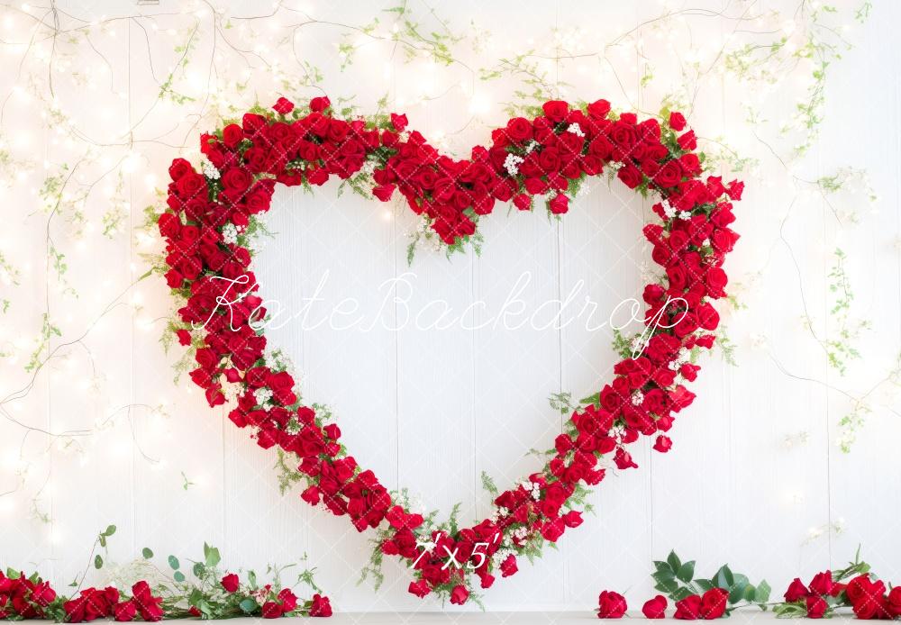 Romantic Red Rose Heart Backdrop