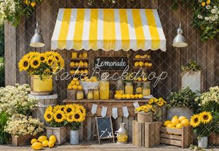 Kate Summer Lemonade Stand Sunflower Printed Backdrop Designed by Emetselch