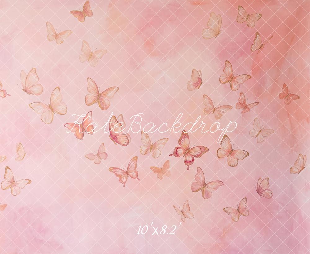 Kate Abstract Pink Watercolor Butterflies Printed Backdrop Designed by Patty Roberts