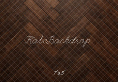 Kate Dark Brown Herringbone Wood Floor Printed Backdrop Designed by Mini MakeBelieve