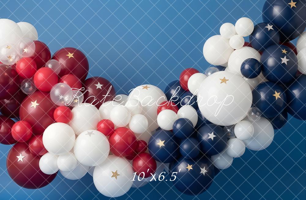 Kate Independence Day Red White Blue Balloon Garland Stars Printed Backdrop Designed by Emetselch
