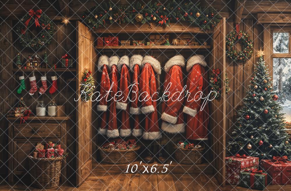 Kate Christmas Santa Closet Tree Wreath Stockings Backdrop Designed by Emetselch