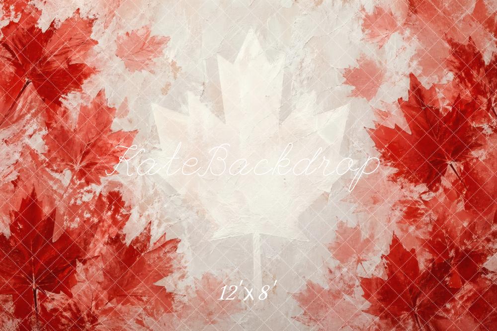 Kate Canada Maple Leaf Red White Texture Patriotic Printed Backdrop Designed by Vertigo Productions