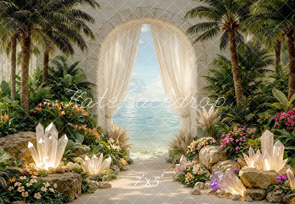 Kate Tropical Crystal Arch Ocean Garden Printed Backdrop Designed by Mini MakeBelieve