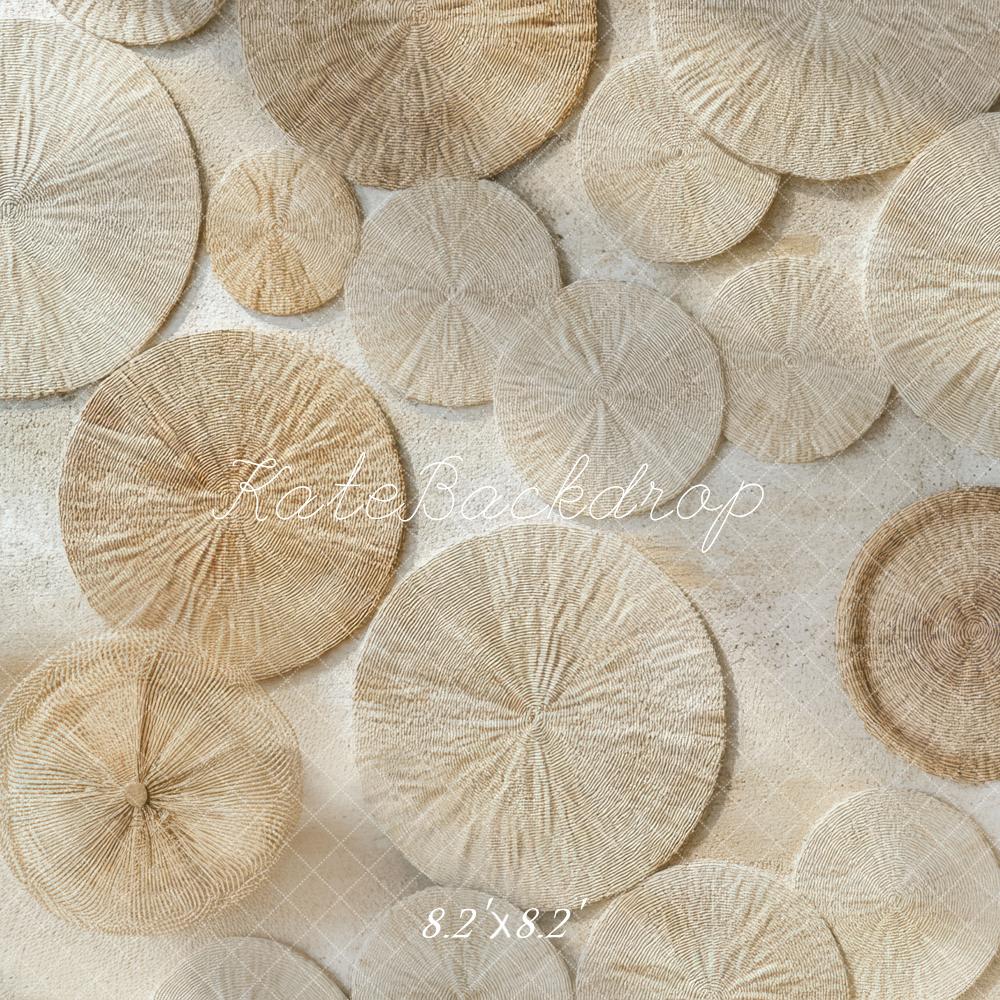 Fondo de Piso en Círculos Tejidos Neutros Diseñado por Mini MakeBelieve