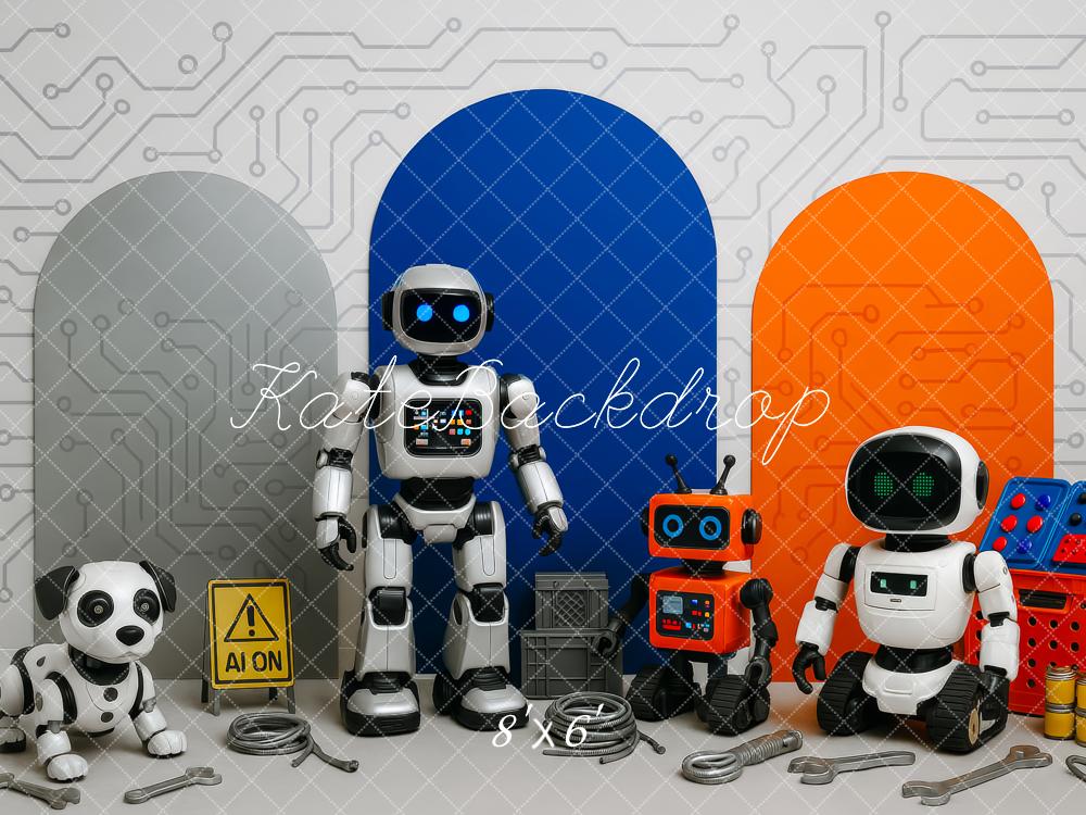 Kate Birthday Futuristic Robot Circuit Science Backdrop Designed by Patty Roberts