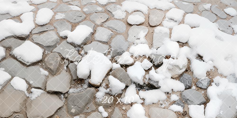 Kate Winter Cobblestone with Snow Floor Backdrop Designed by Kate Image