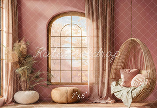 Kate Cozy Indoor Swing Chair Window Printed Backdrop Designed by Emetselch