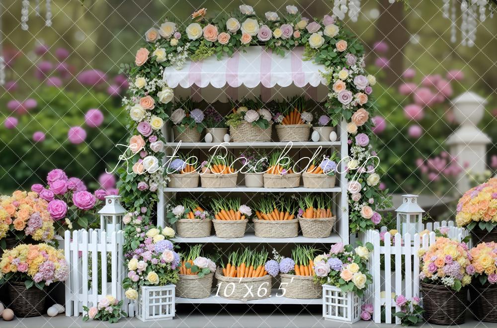 Kate Easter Bunny Flower Arch Carrot Basket Stall Backdrop Designed by Mini MakeBelieve
