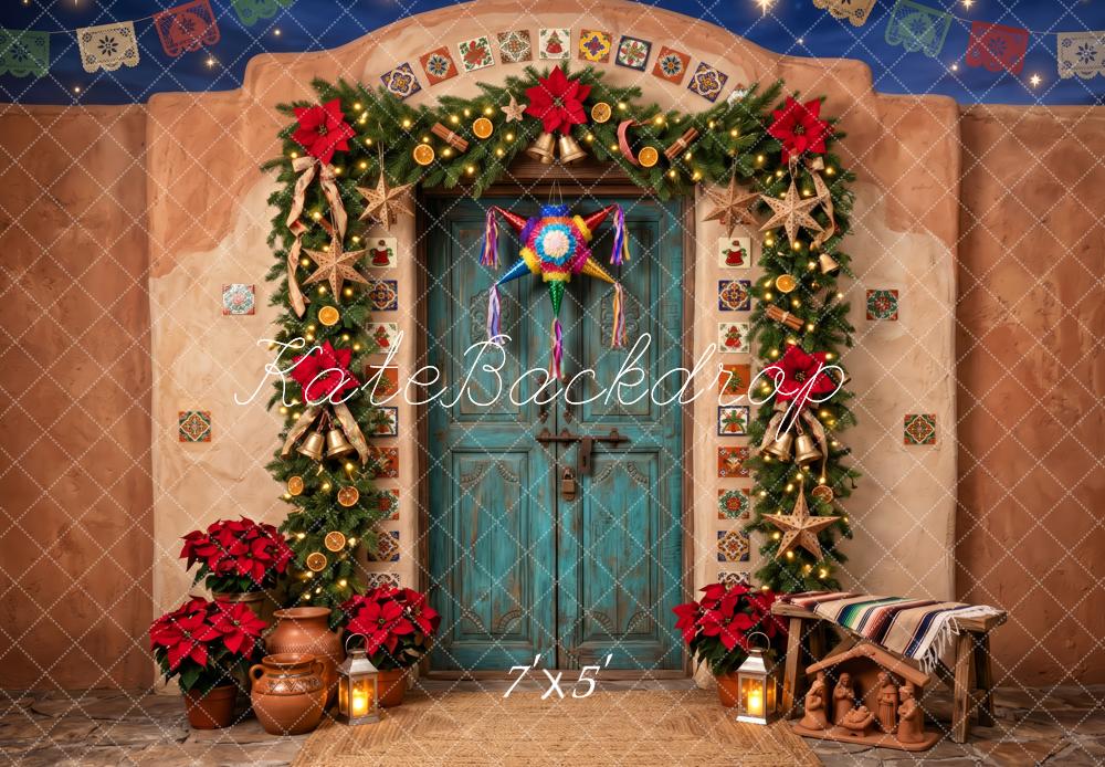 Kate Mexican Christmas Garland Doorway Printed Backdrop Designed by Patty Roberts