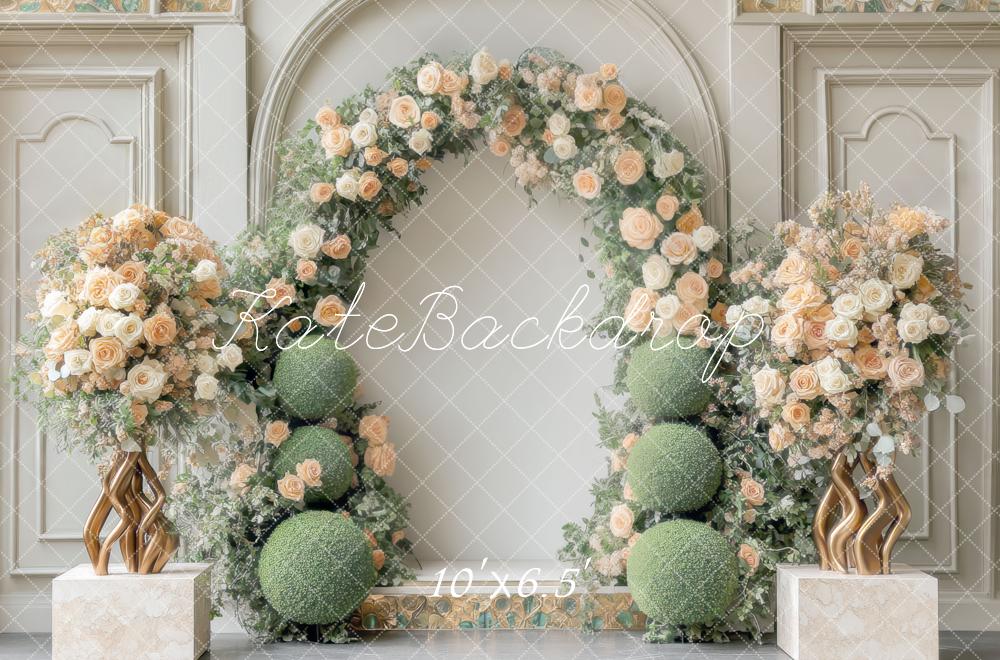 Interieur Lente Bloemen Boog Elegante Foto Achtergrond Designed by Mini MakeBelieve