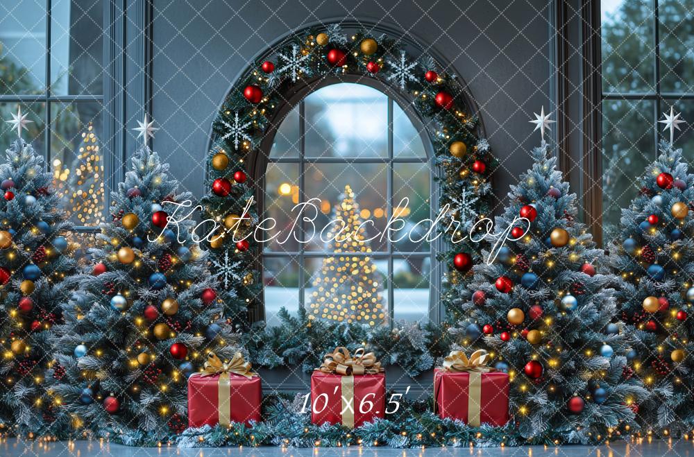 Kate Christmas Trees Garland Arch Window Gifts Backdrop Designed by Mini MakeBelieve