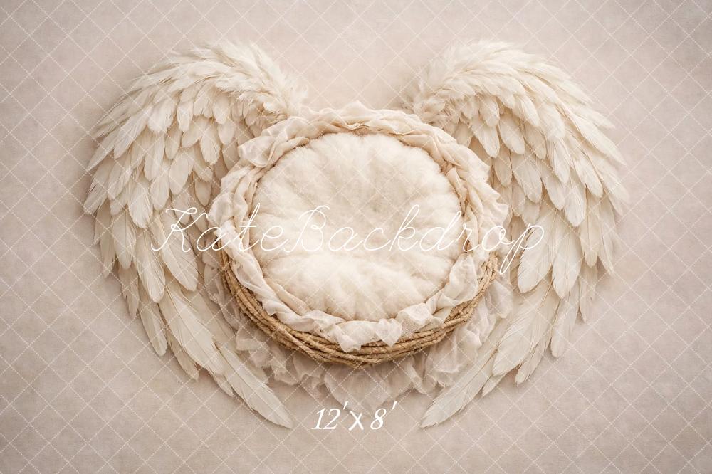 TEST Kate Newborn Cream Angel Wings Nest Printed Backdrop Designed by Vertigo Productions