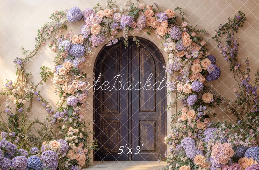 Kate Spring Flower Arch Pastel Roses and Hydrangeas Door Backdrop Designed by Emetselch