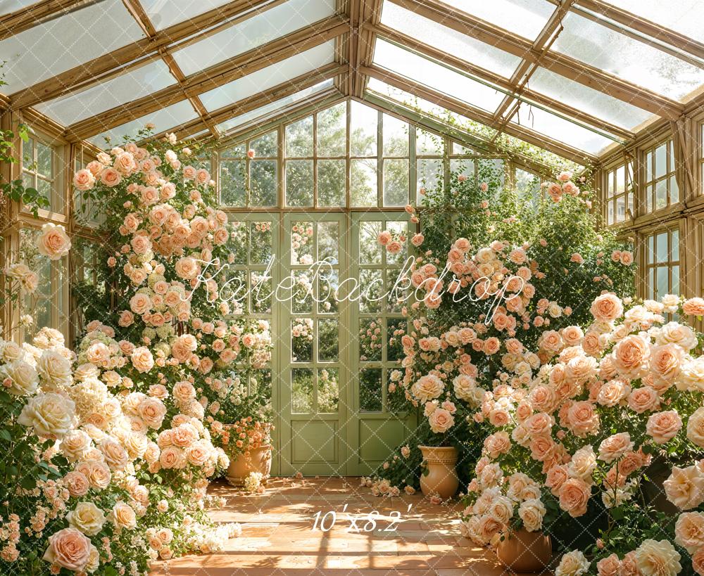 Kate Spring Greenhouse Flower Arch Rose Garden Printed Backdrop Designed by Emetselch