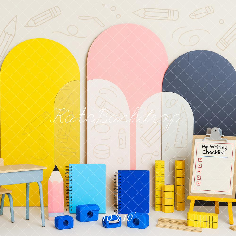 Doodle de regreso a clases Fondo de lápices del aula Diseñado por Patty Roberts