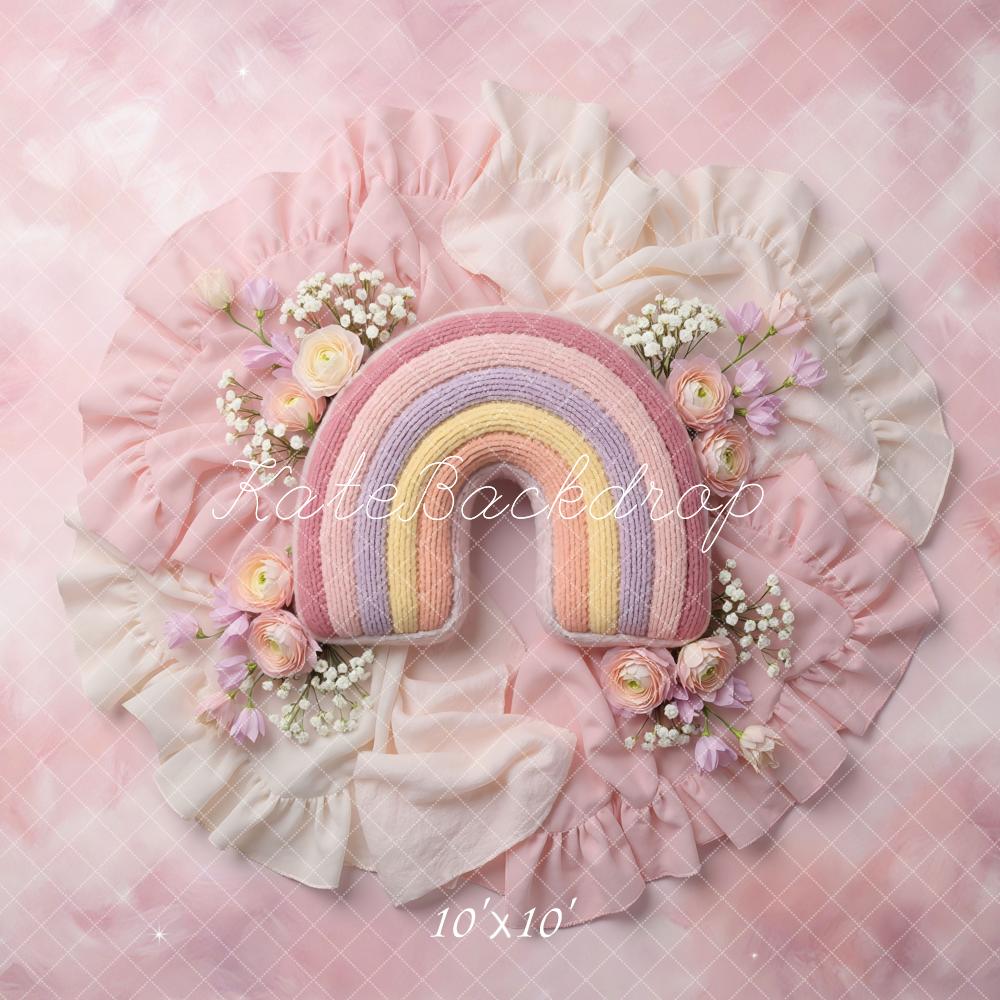 Kate Pink Rainbow Flower Arrangement Floor Backdrop Designed by Mini MakeBelieve