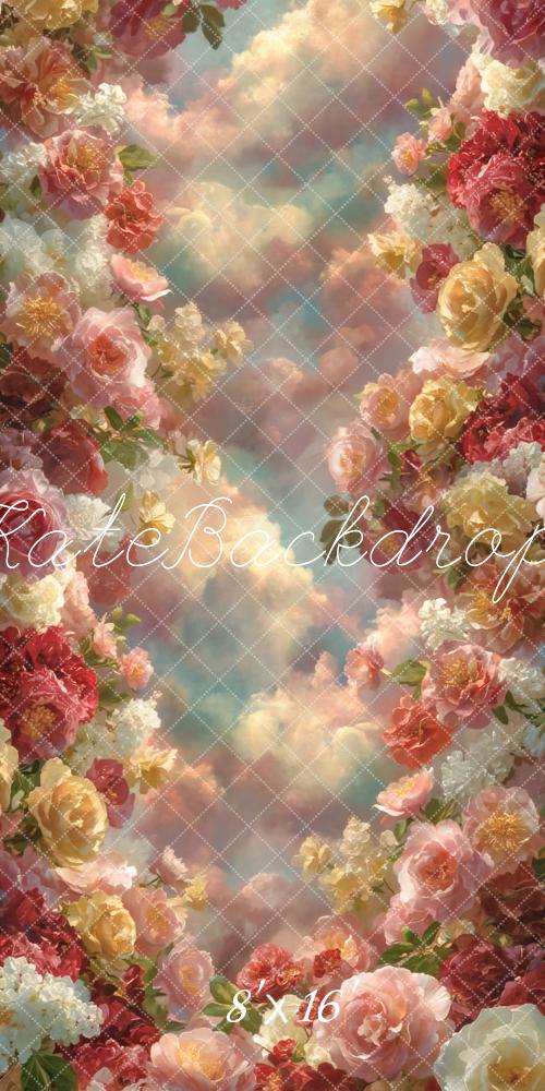 Kate Sweep Flower Arch Pastel Clouds Printed Backdrop Designed by GQ