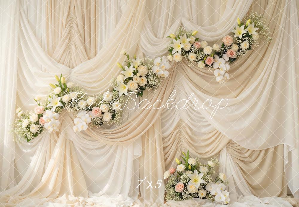 Kate Ivory Drapes Flower Arch Backdrop Designed by Mini MakeBelieve