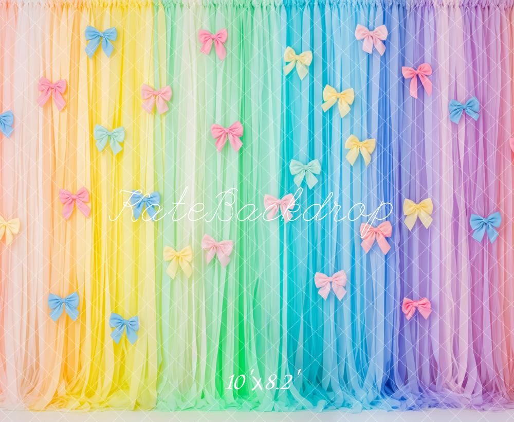 Kate Rainbow Pastel Tulle Bow Curtain Backdrop Designed by Patty Roberts