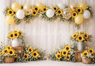 Kate Summer Sunflower Daisy Balloon Garland Printed Backdrop Designed by Vertigo Productions