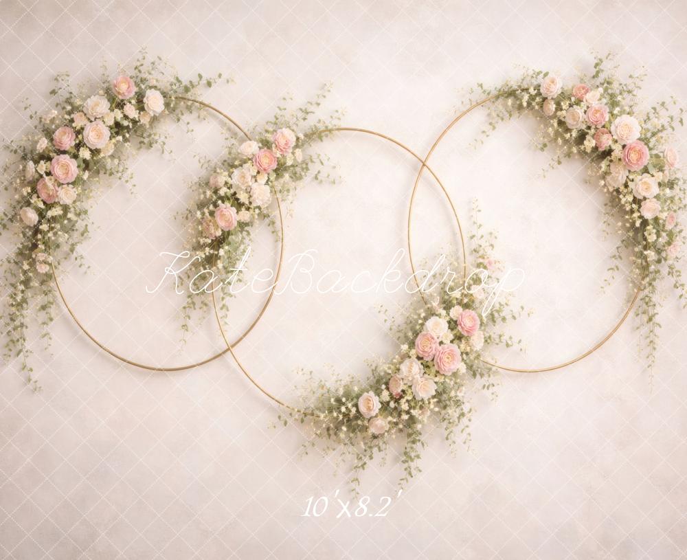 Kate Spring Pink Floral Hoop Flower Arch Printed Backdrop Designed by Vertigo Productions