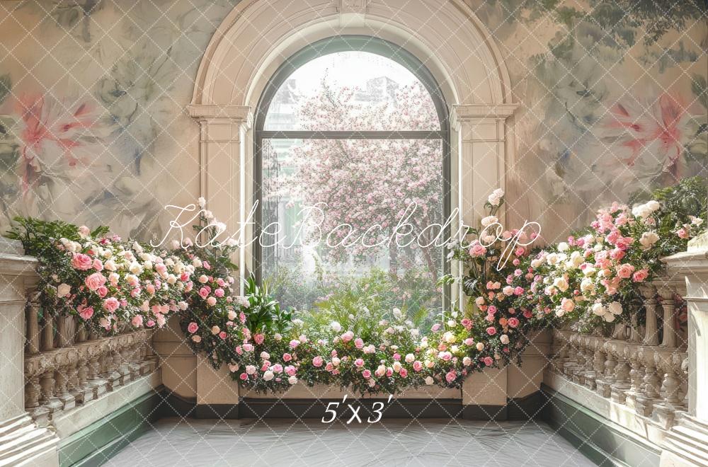 Kate Spring Flower Arch Interior Terrace Window Backdrop Designed by Mini MakeBelieve
