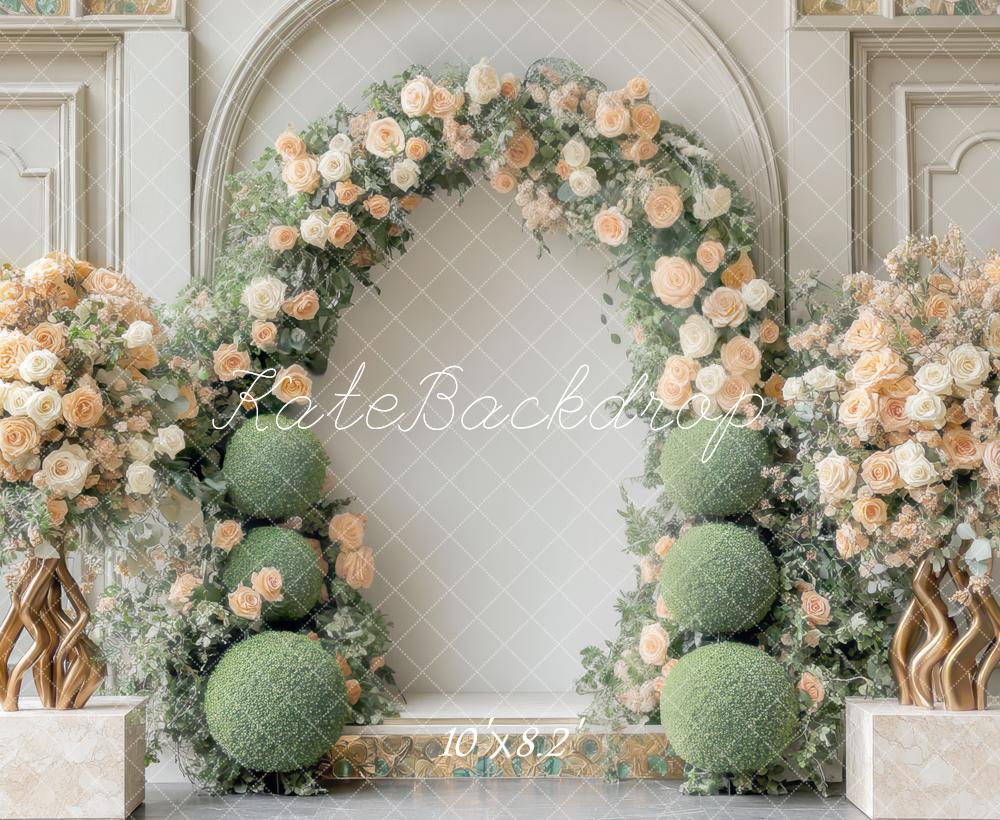 Interieur Lente Bloemen Boog Elegante Foto Achtergrond Designed by Mini MakeBelieve