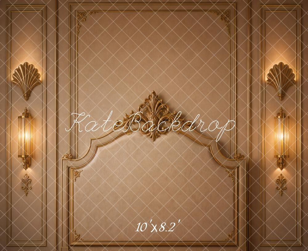 Kate Headboard Gold Ornate Vintage Wall Panel Printed Backdrop Designed by Vertigo Productions